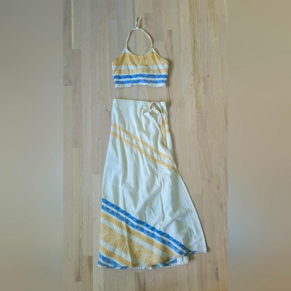 Vintage Crop Top and Wrap Maxi Skirt